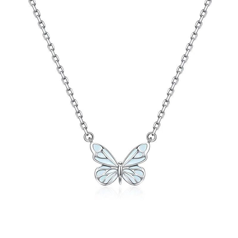 Butterfly Light Blue Dynamic Forest-themed Aurora enamel luminous butterfly jewelry