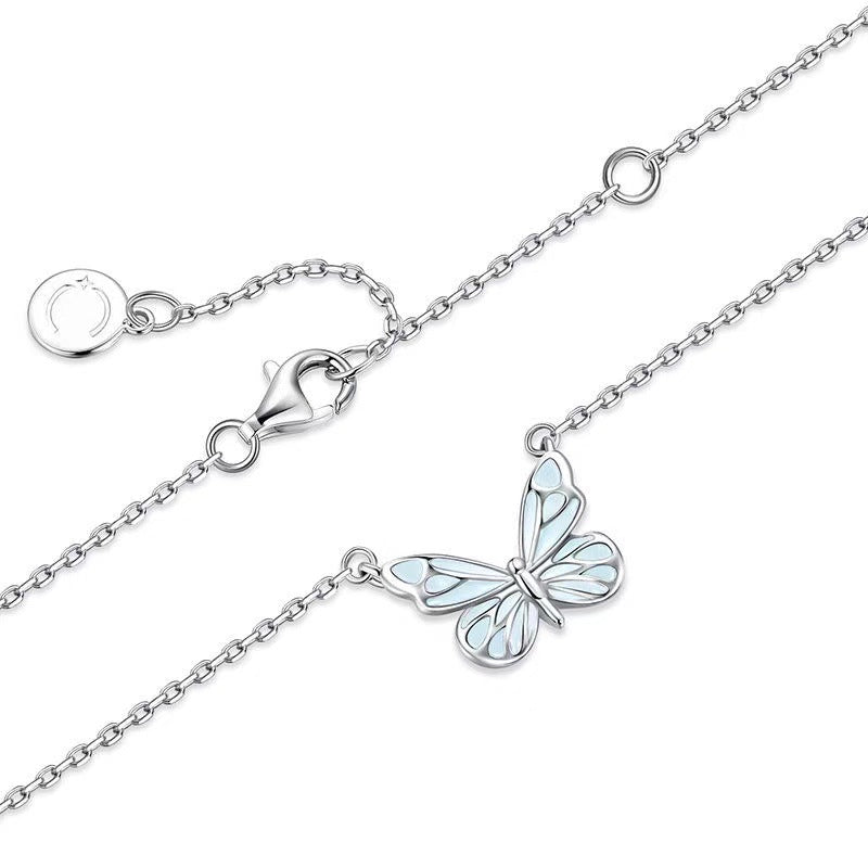 Butterfly Light Blue Dynamic Forest-themed Aurora enamel luminous butterfly jewelry