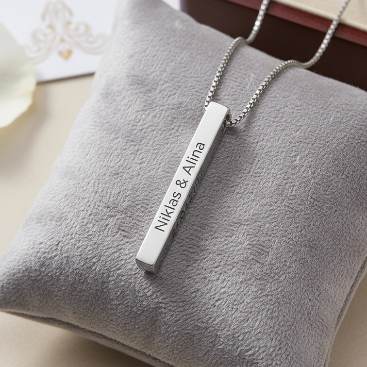 Säule mit Gravur Farbe Silber